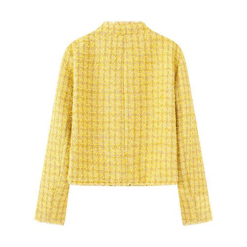 Elegant tweed jacket for women with fringes and luxurious buttons Amarae