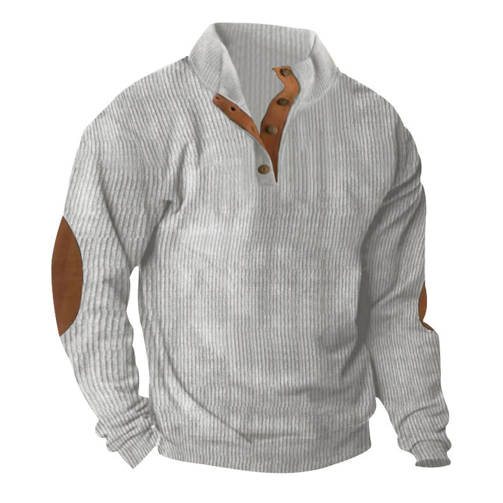 Structured sweater for men with modern leather applications Lune London