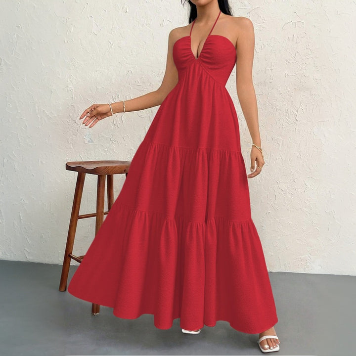 Robe maxi femme avec décolleté V profond et volants Chic & Stil