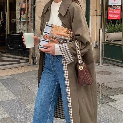 Oversized trench coat for women with plaid pattern Amarae