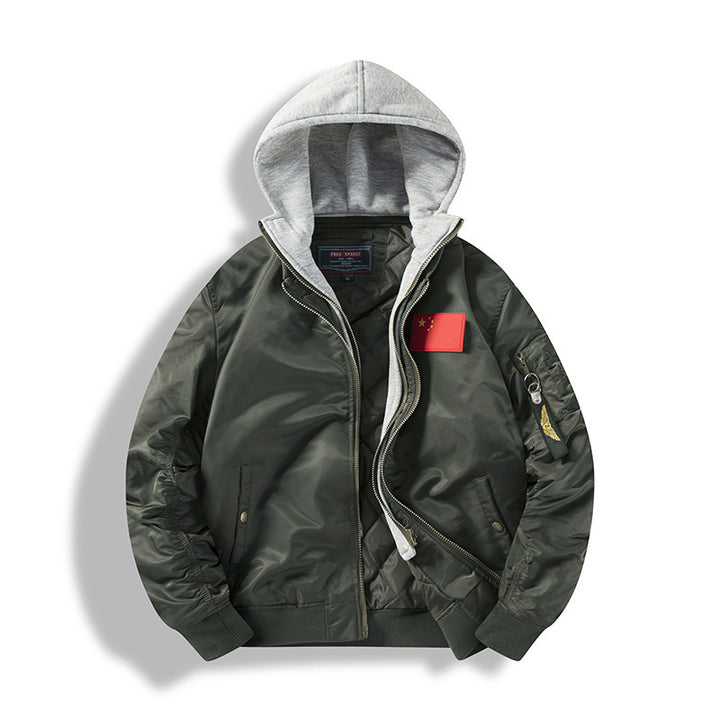 Casual bomber jacket for men with removable hood and inner lining Lune London
