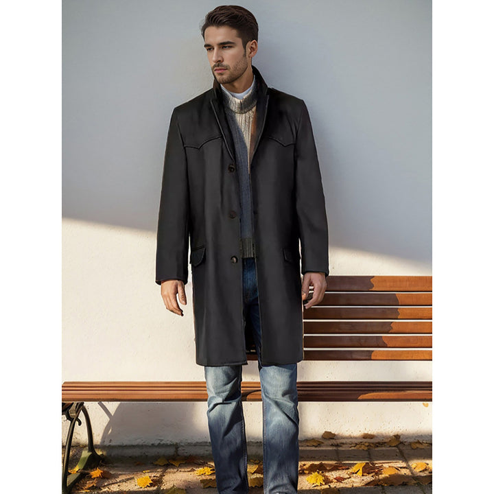 Elegant long coat for men in classic western style with high-quality details Lune London