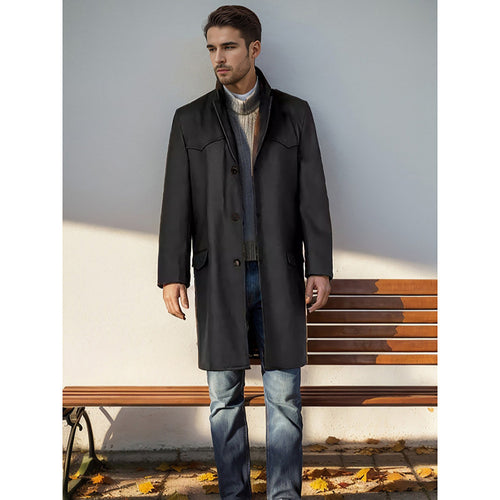 Elegant long coat for men in classic western style with high-quality details Amarae