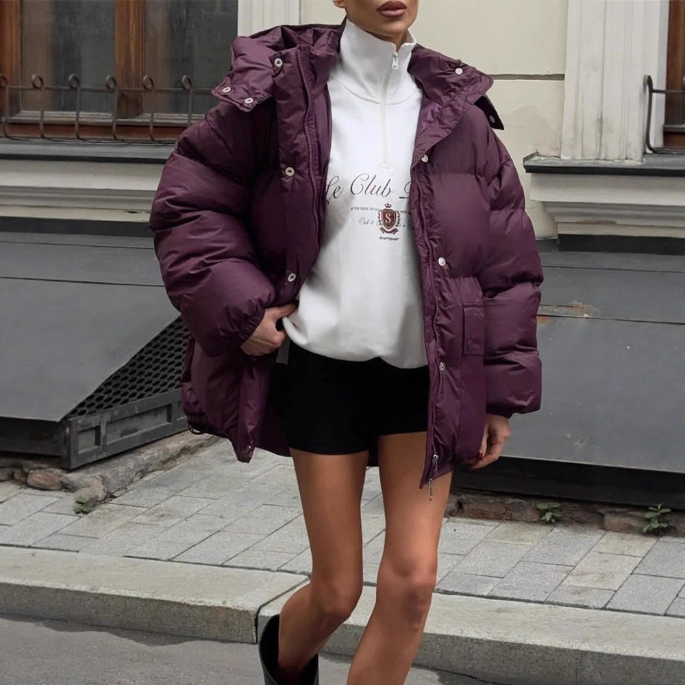 Women's Oversize Quilted Jacket with Hood and Padded Thermal Lining Amarae