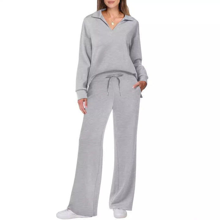 Women's loungewear in soft cotton blend with wide collar and wide leg Lune London