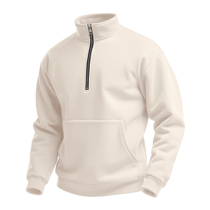 Fleece pullover for men with high collar and practical kangaroo pocket Lune London