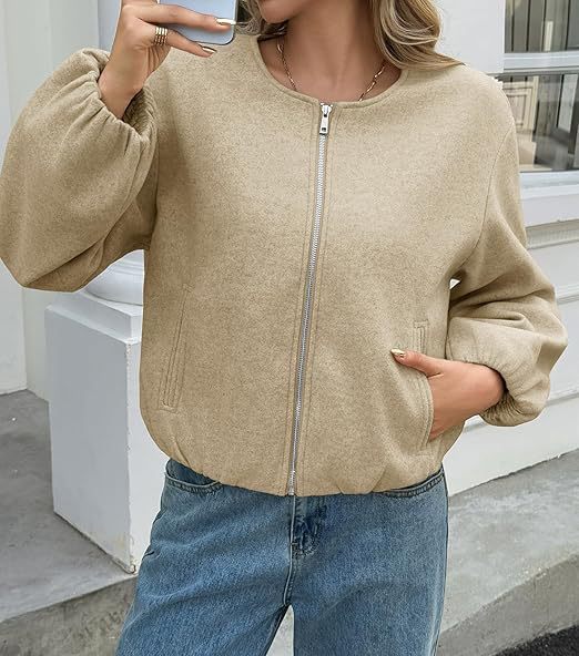 Veste ZIP de loisirs pour femmes avec des manches ballon Chic & Stil
