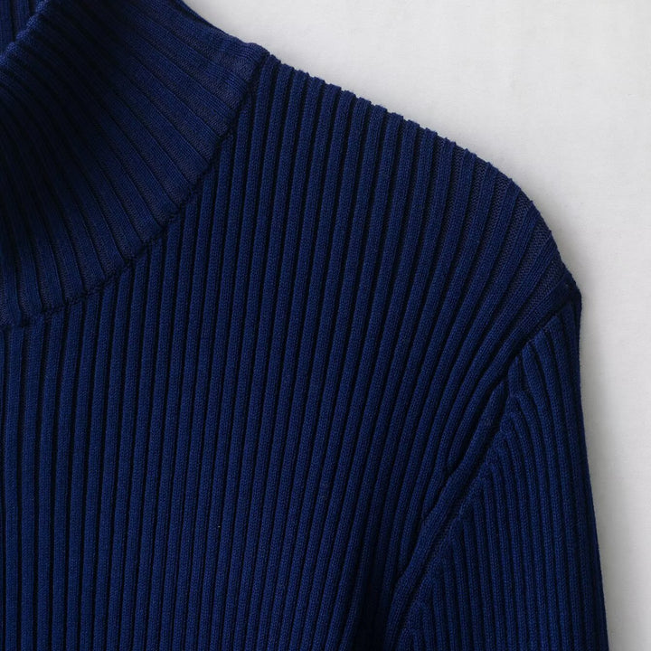 Women's ribbed cardigan with stand-up collar and full-length zipper Amarae