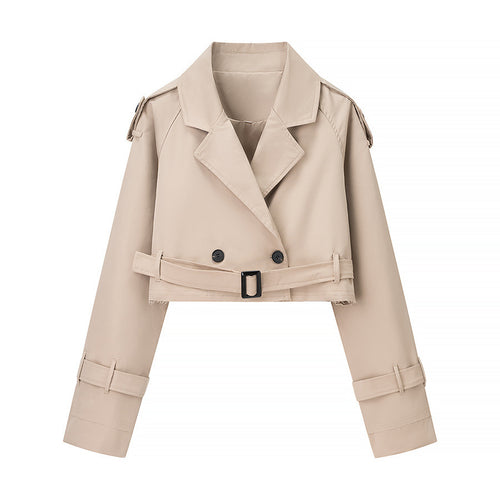 Ladies short trench coat with belt and double-breasted Amarae