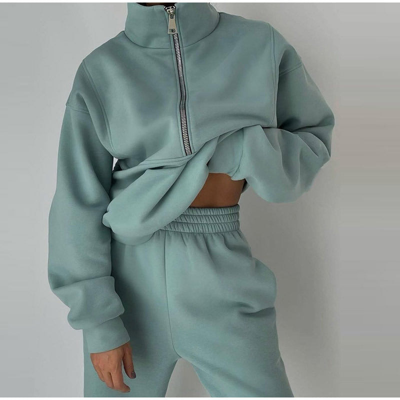Casual zippered pullover for women with high collar Lune London