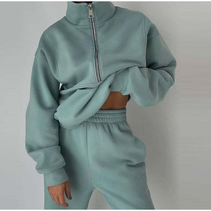 Casual zippered pullover for women with high collar Lune London