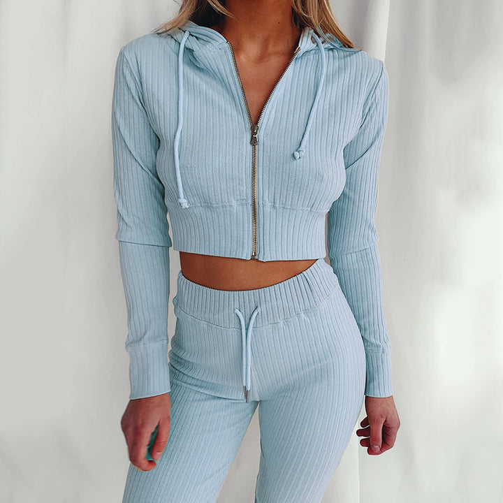 Dames Ensemble de Crop Top Sportif et Leggings Chic & Stil