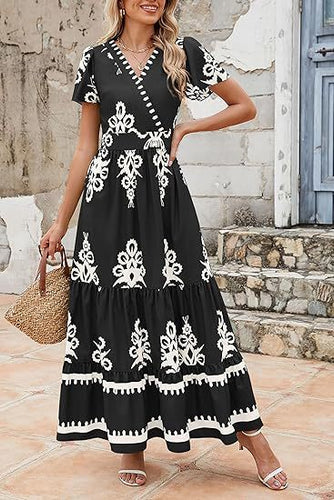 Maxi dress for women with eye-catching embroidery and voluminous skirt Amarae