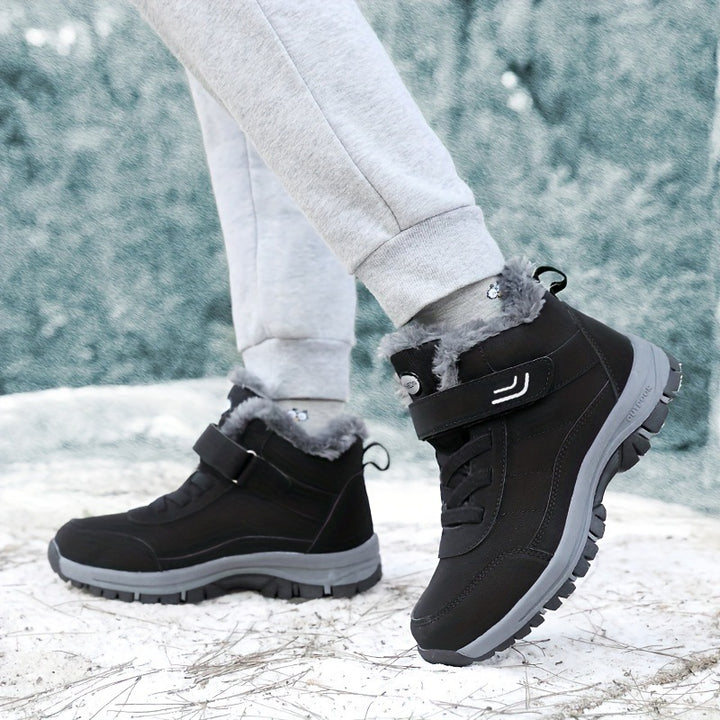 Men's Insulated Winter Trekking Boots with Velcro and Faux Fur Lining Amarae