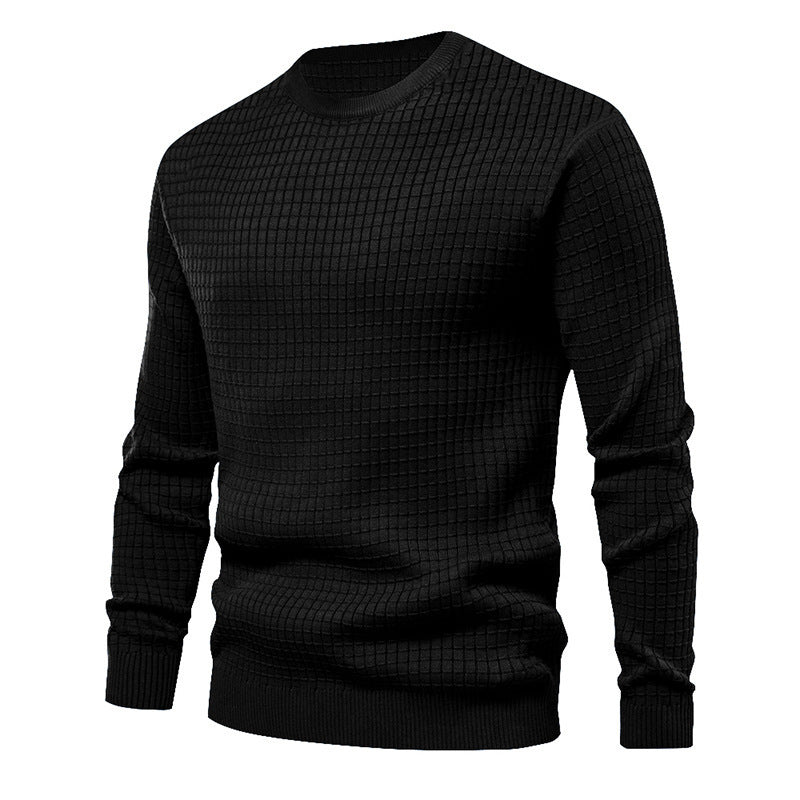 Men's high-quality knitted sweater with textured design and classic round neckline Lune London