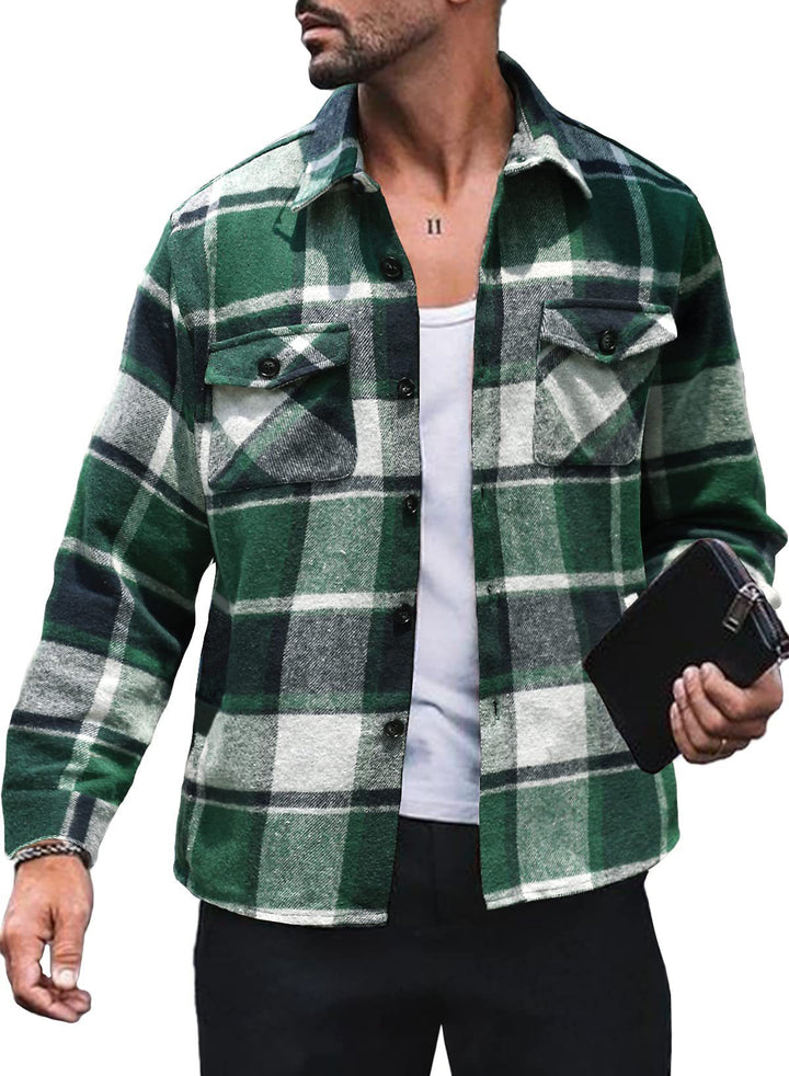 Men's flannel shirt with checkered pattern and functional pockets Lune London