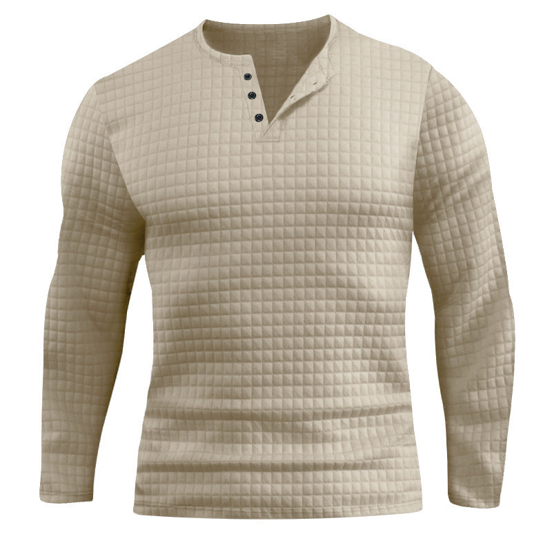 Men's Long Sleeve Shirt with Textured Check Pattern Amarae