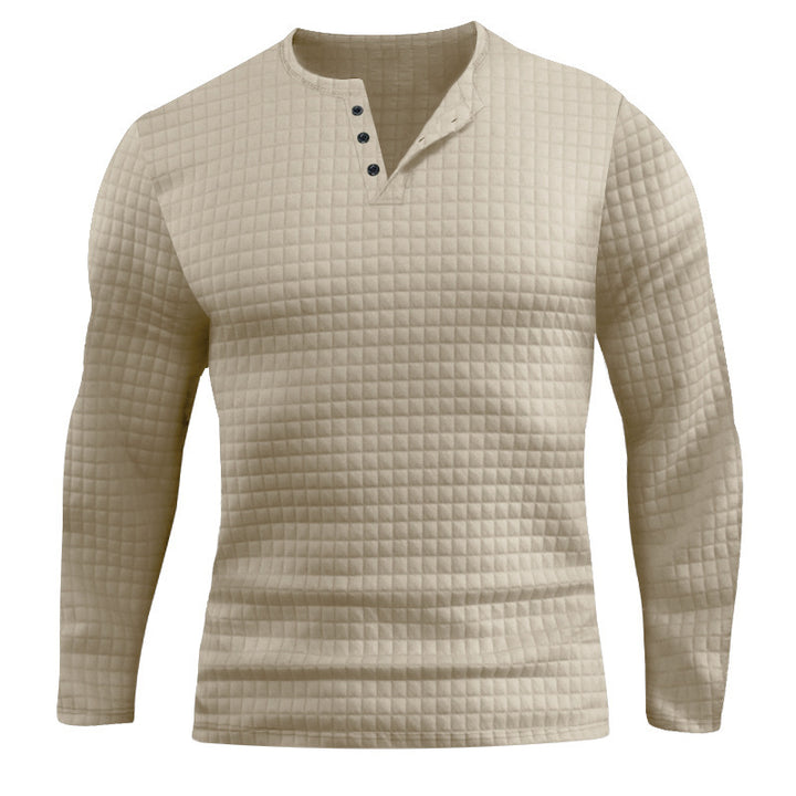 Men's Long Sleeve Shirt with Textured Check Pattern Amarae