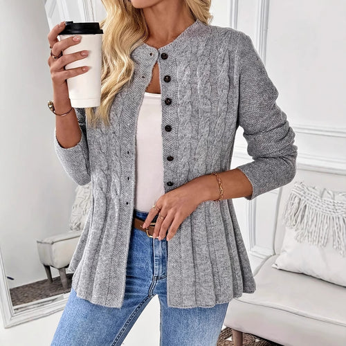Knitted jacket for women with a subtle rib design and chic button details Amarae