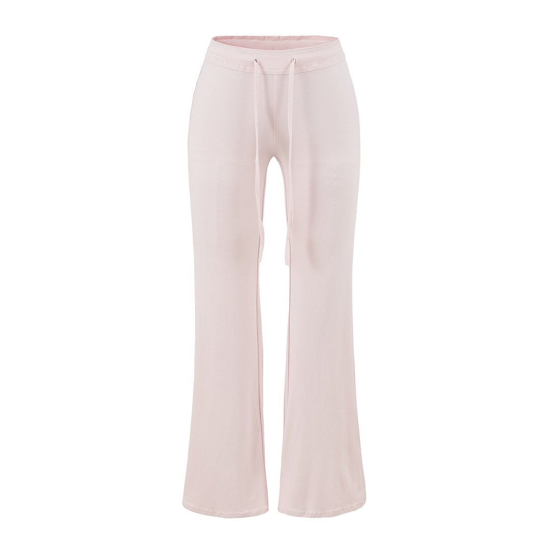 Women's Flowing Jersey Pants with High Waist, Drawstring and Flared Leg Amarae