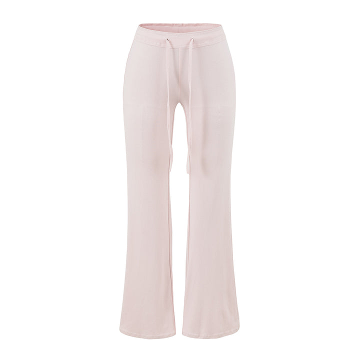 Women's Flowing Jersey Pants with High Waist, Drawstring and Flared Leg Amarae
