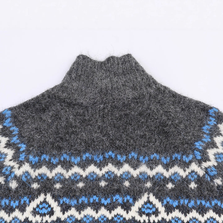 Women's knit cardigan with Norwegian pattern and high roll neck Amarae