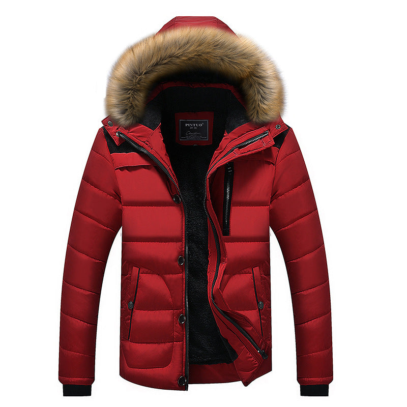 Men's Padded Puffer Parka with Faux Fur Hood, Fleece Interior Lining and Chest Zip Amarae