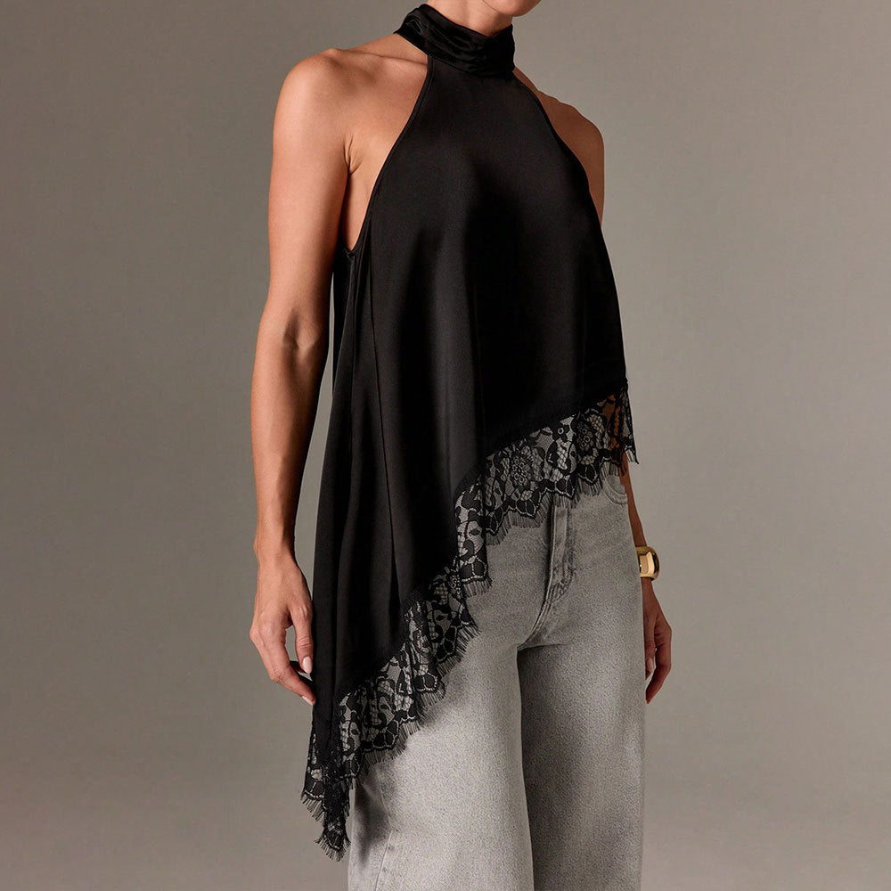 Elegant halter top for women with refined lace finish Chic & Stil