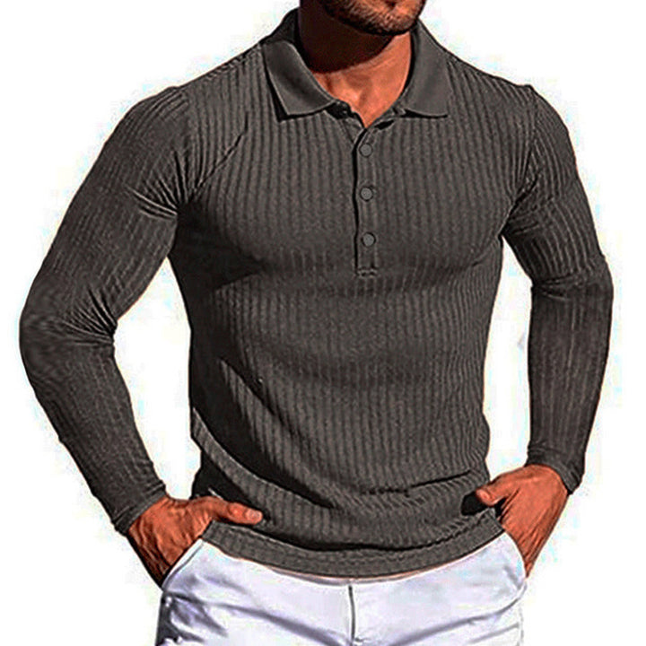 Amarae textured long-sleeve polo shirt for men