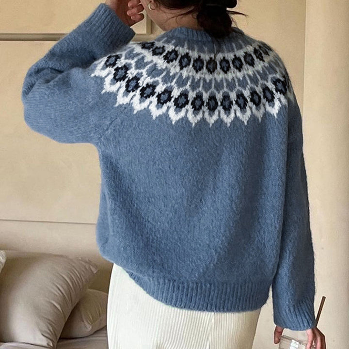 Women's knitted sweater with traditional Norwegian pattern Lune London