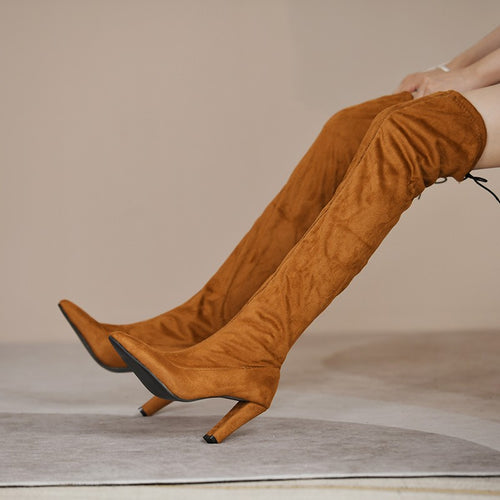 High boots for women with heels and elastic inserts Amarae