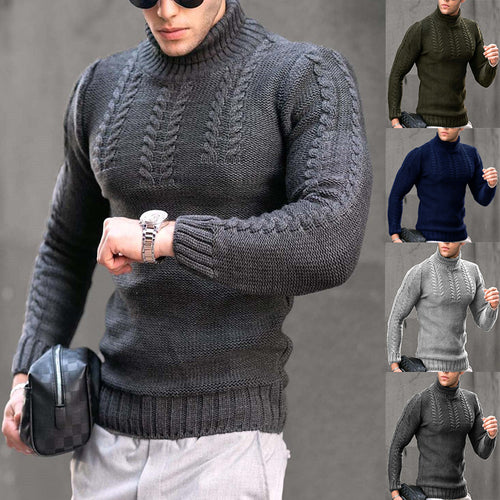 Knitted pullover for men with high collar Amarae