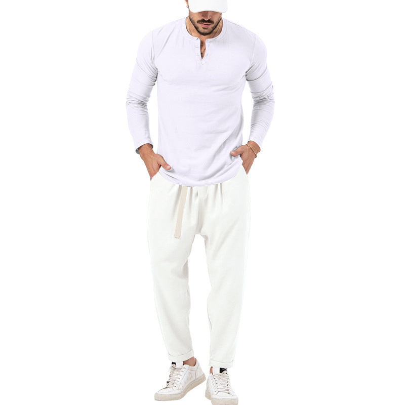 Men's Casual Long Sleeve Henley T-Shirt and Comfortable Jogging Pants Set Lune London