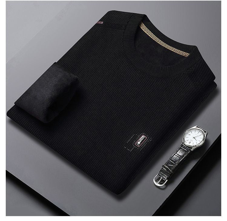 Modern pullover for men with round neck, featuring ribbed structure and stylish contrasting collar Lune London
