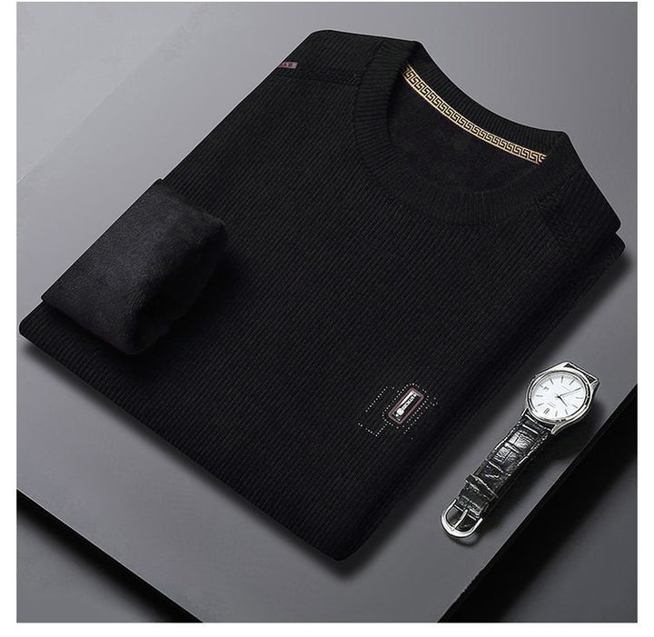 Modern pullover for men with round neck, featuring ribbed structure and stylish contrasting collar Lune London