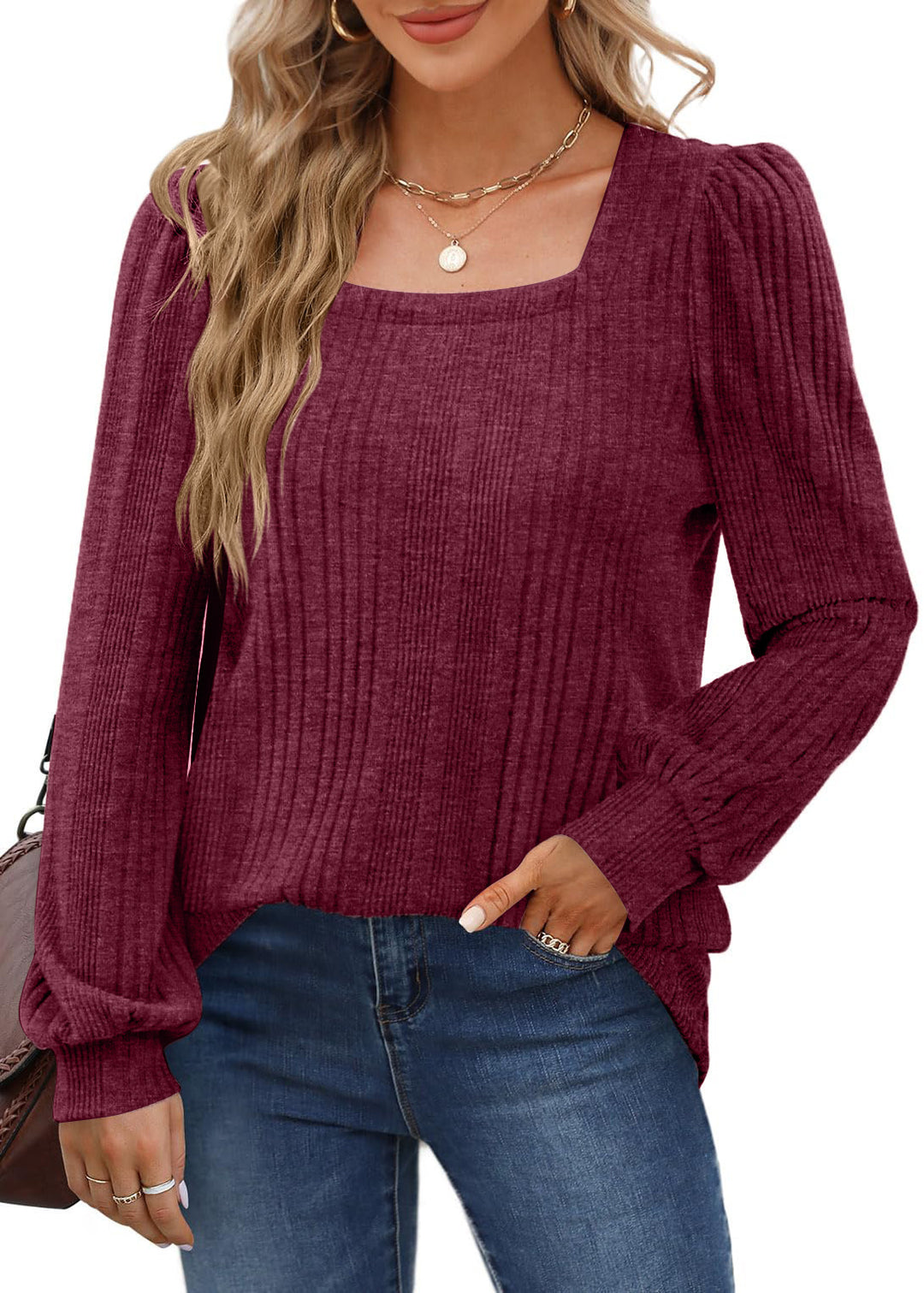 Lune London Ribbed Puff Sleeve Sweater for Women