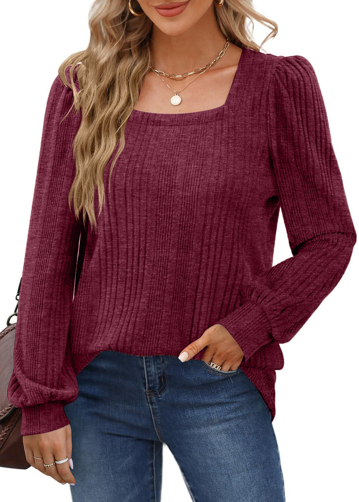 Lune London Ribbed Puff Sleeve Sweater for Women