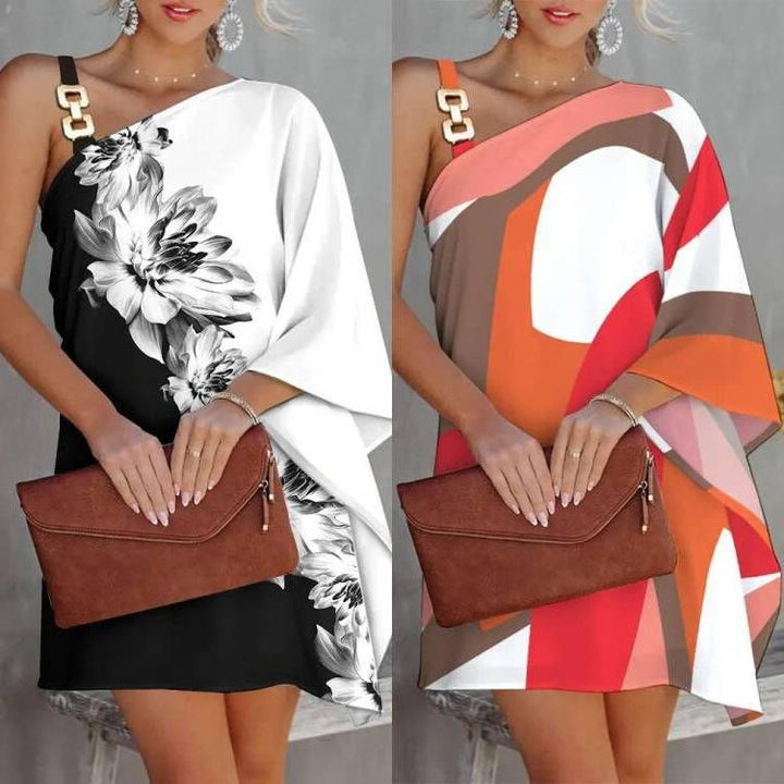 Asymmetrical fashion dress for women with floral design and elegant straps Lune London