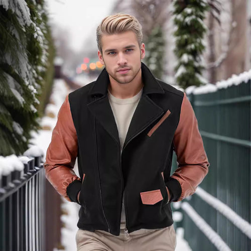 Casual designer jacket for men with contrasting sleeves and practical pockets Amarae