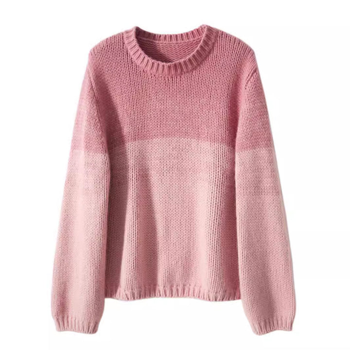 Thick knitted sweater for women with soft color gradient and high collar Lune London