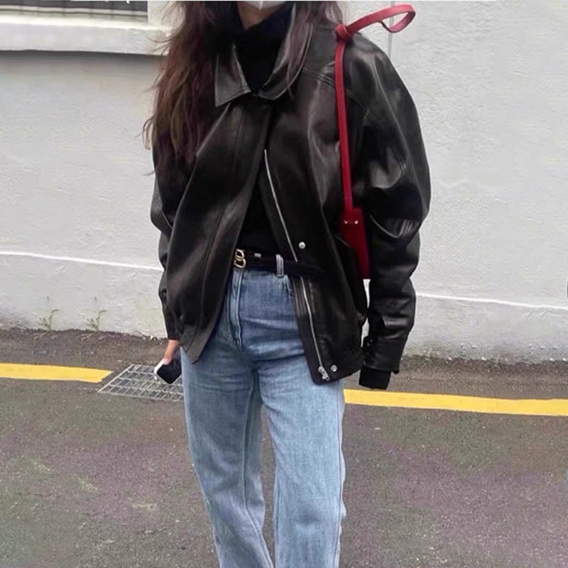 Veste décontractée en faux cuir pour femmes avec des manches volumineuses Chic & Stil