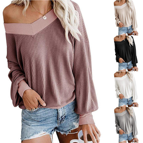 Casual sweater for women with asymmetric neckline and voluminous sleeves Amarae