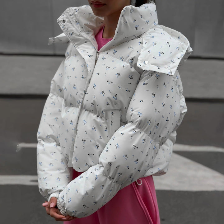 Women's winter jacket with floral patterns and voluminous sleeves Lune London