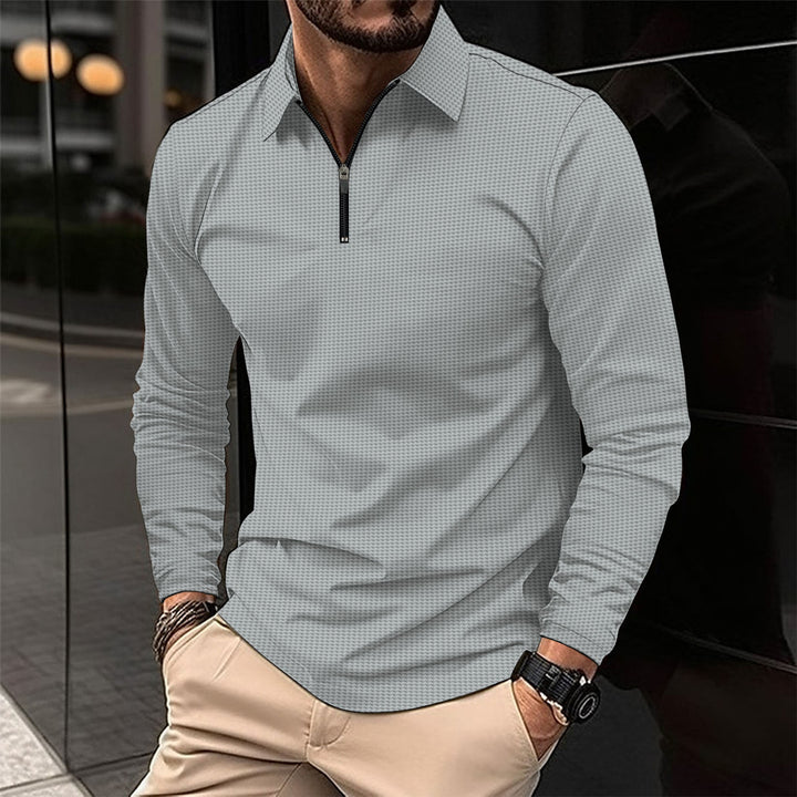 Men's elegant long sleeve shirt with innovative zipper closure and textured top Lune London