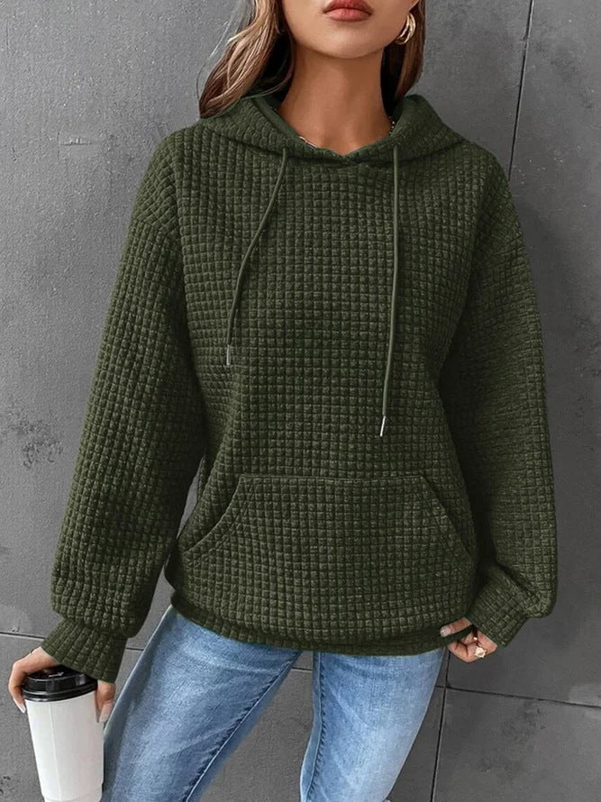 Casual hoodie for women with textured surface and practical kangaroo pocket Lune London