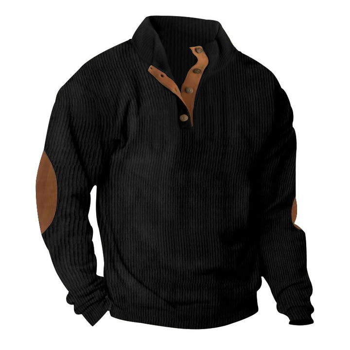 Structured sweater for men with modern leather applications Lune London