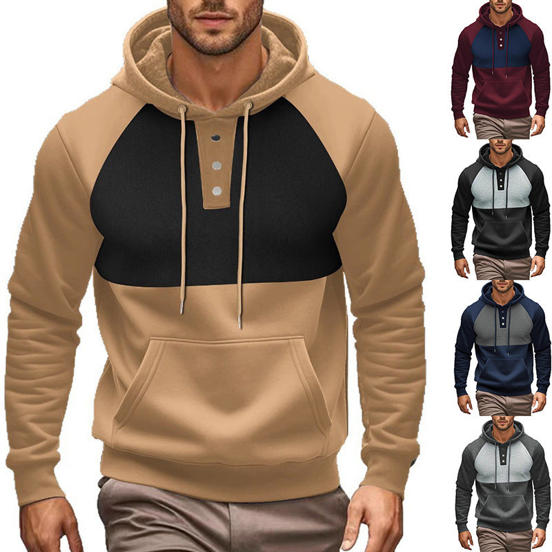Men's stylish hoodie with contrasting color zone and practical button details Lune London