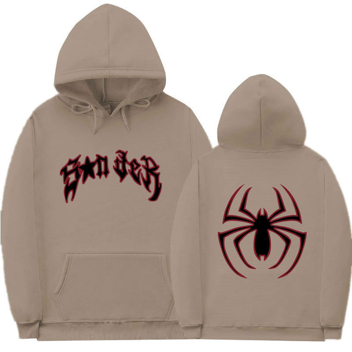 Women's hoodie with striking spider motif and coarse lettering Lune London