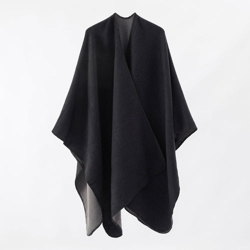 Women's Knit Poncho with Asymmetrical Cut and High Insulation Function Amarae