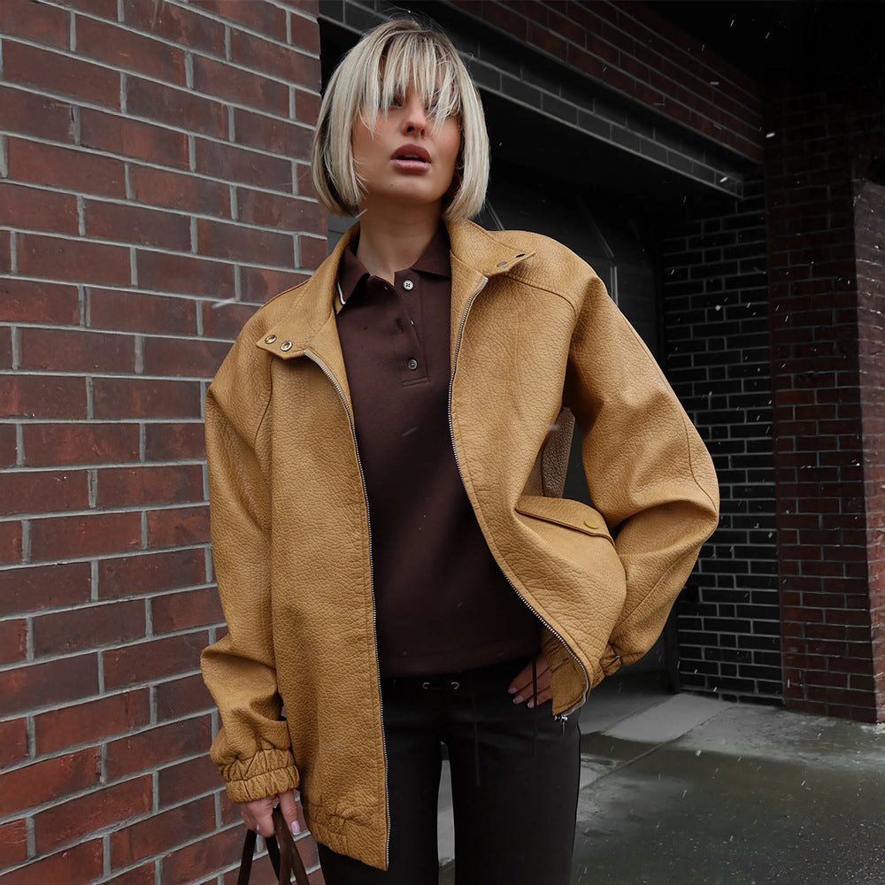 Women’s faux leather jacket with casual fit Lune London